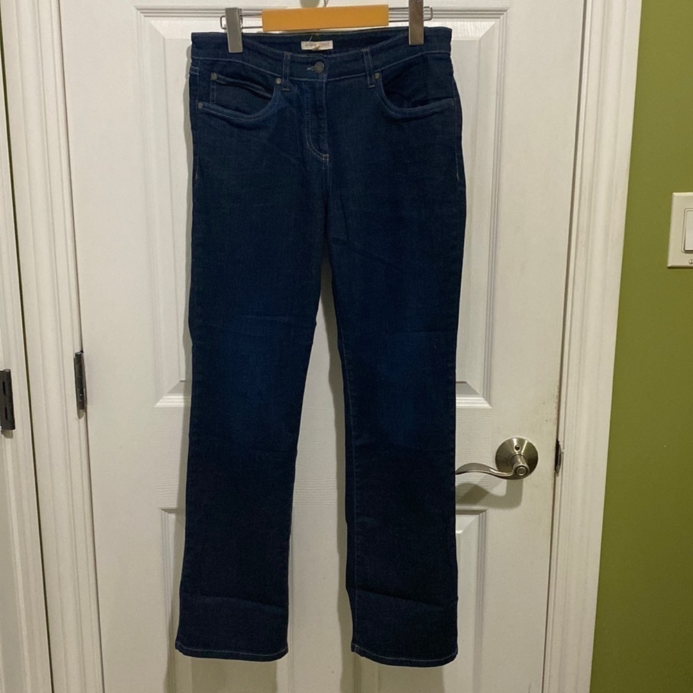 Eileen Fisher Dark Denim Mid Rise Straight Leg Women’s Jeans Size 8 Petite